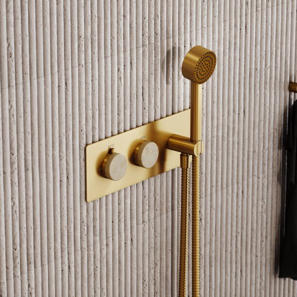 Bathroom wall with shower attachment