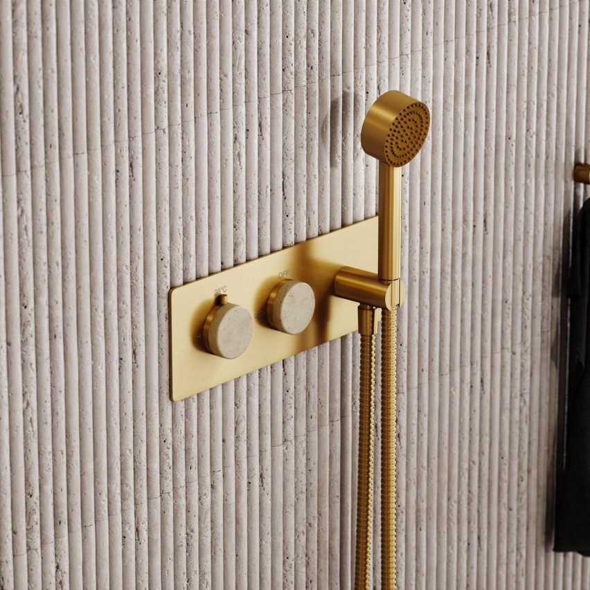 Bathroom wall with shower attachment