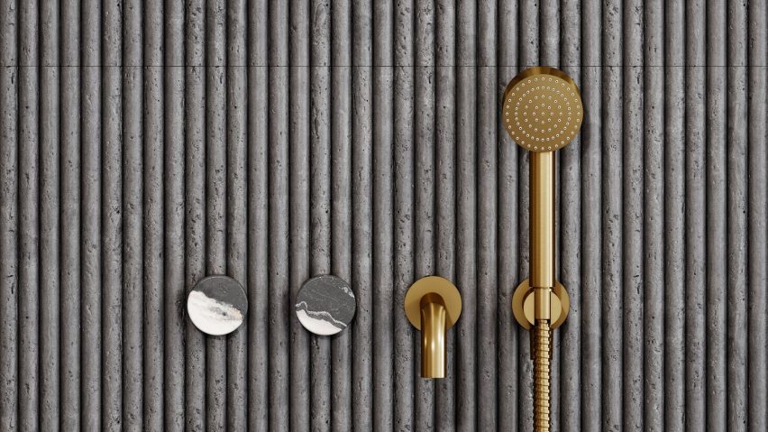 Bathroom wall with shower attachment