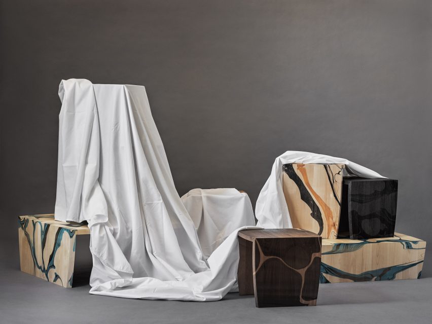 Marbled wood furniture by Ringvide
