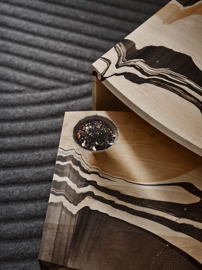 Marbled wooden furniture