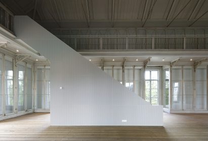 Image of a new staircase in a gallery space at the Groote Museum