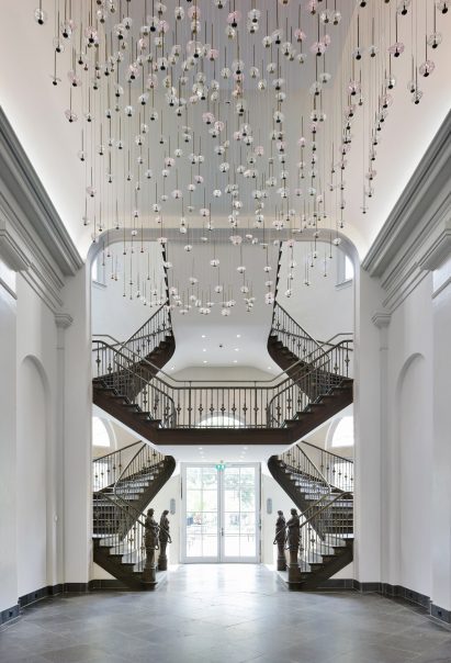 Interior image of a double staircase at Groote Museum