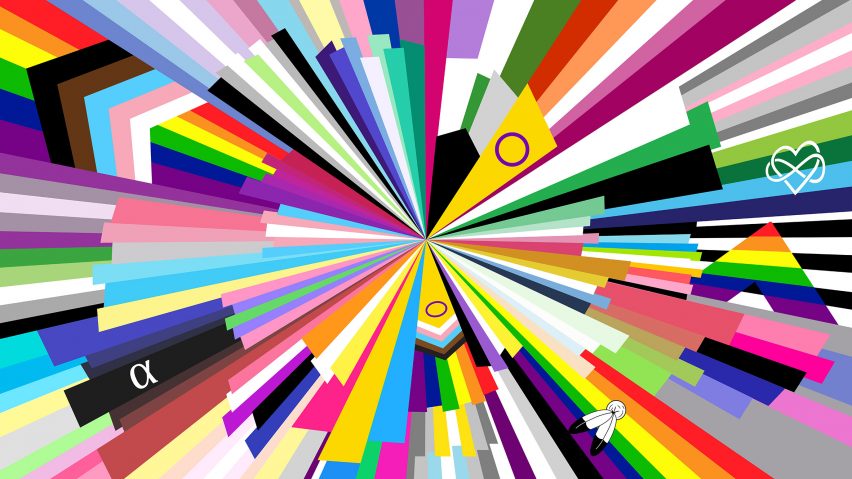 Microsoft open source pride flag with ally flag on right-hand side