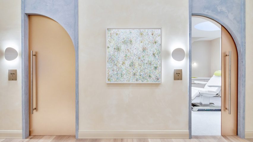 Modern Age wellness studio with 3form resin interiors