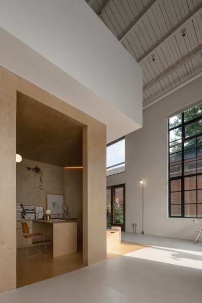 Interior image of the office space and entrance to HNS Studio