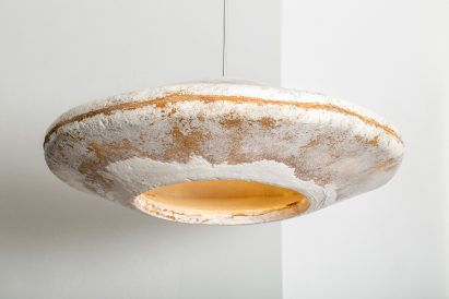 A brown and white lampshade by Myceen
