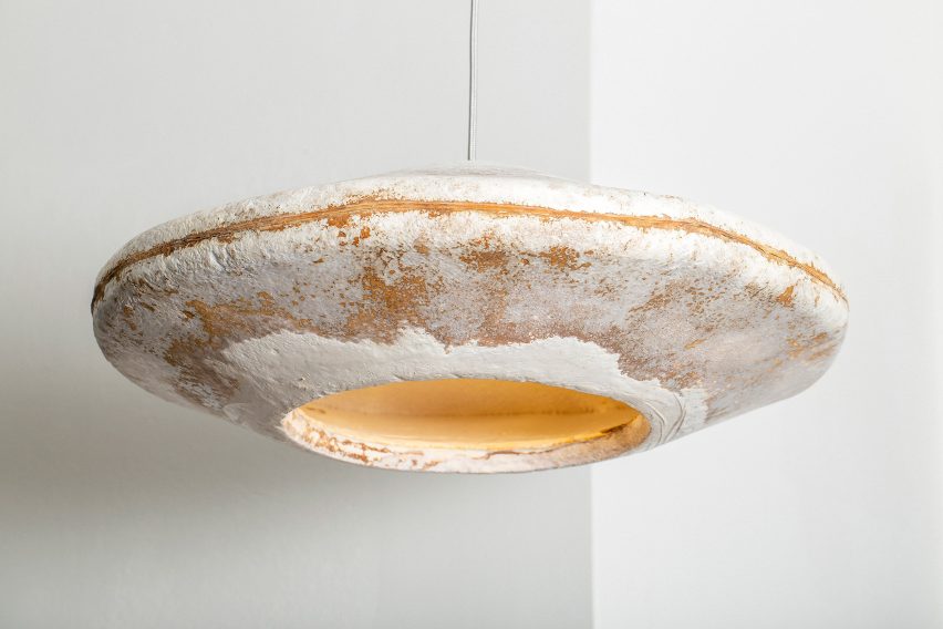 A brown and white lampshade by Myceen