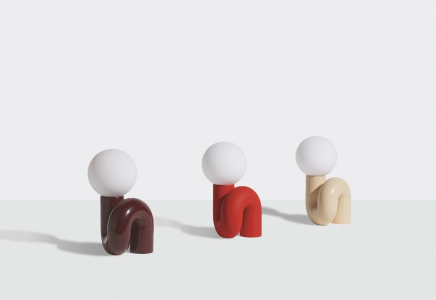 Three lamps by Petite Friture in brown, red and cream