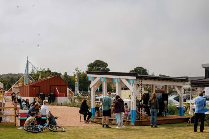 Green-roof stage and event plaza in Craigmillar
