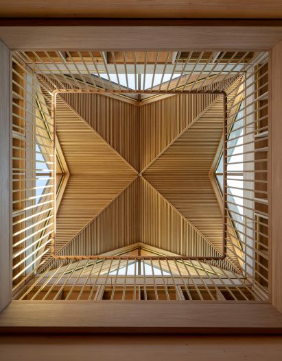 Gabled roof with skylights in Stirling Prize-winning library