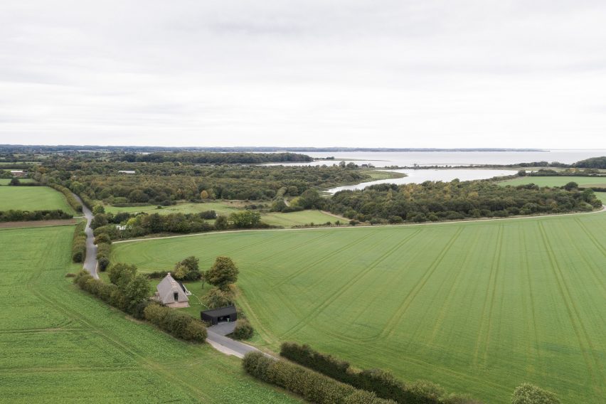 Aerial view of Nieby Crofters Cottage by Jan Henrik Jansen and Marshall Blecher