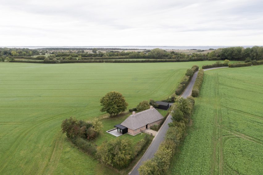 Aerial view of Nieby Crofters Cottage by Jan Henrik Jansen and Marshall Blecher