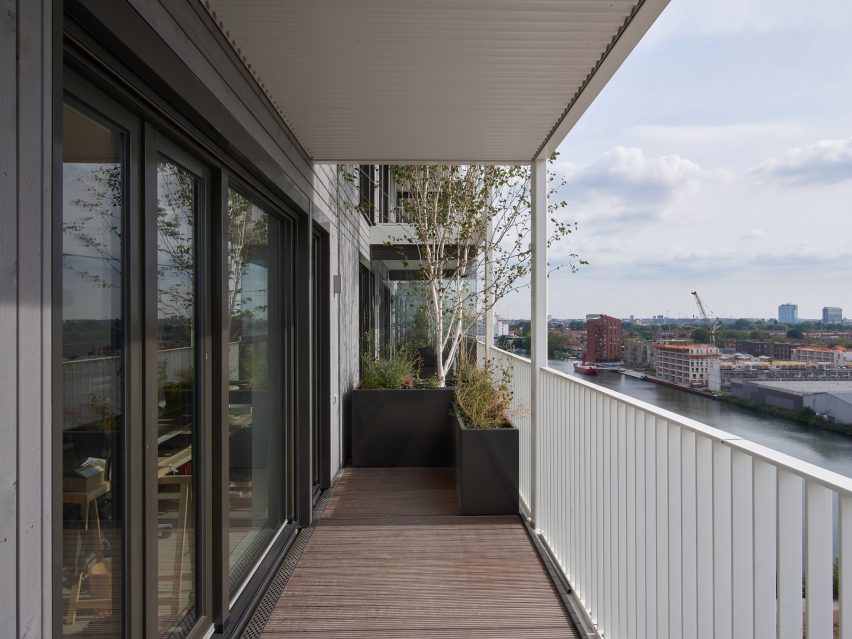 Exterior of Stories housing in Amsterdam by Olaf Gipser Architects
