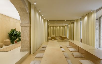 Curtained interior of Open Hearts Lisboa