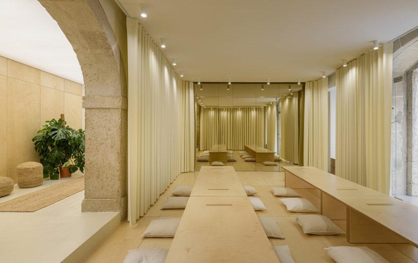 Curtained interior of Open Hearts Lisboa