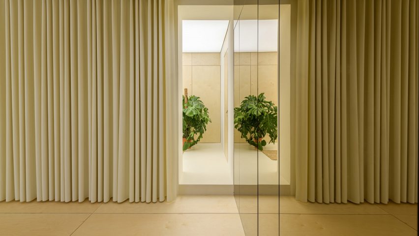 Curtained interior of Open Hearts Lisboa
