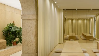 Curtained interior of Open Hearts Lisboa