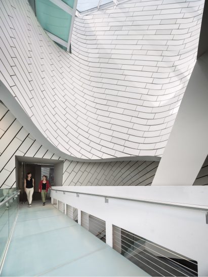 Walkway with terracotta panelling