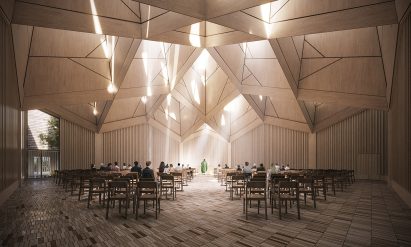 Interior of wooden Danish church