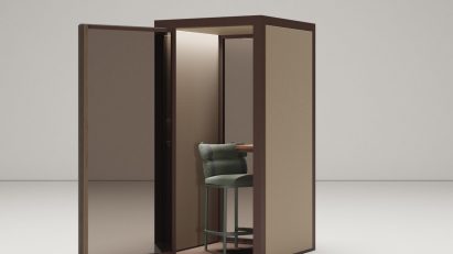 Brown toned office pod on white background