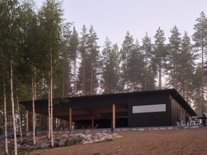 Finnish sauna in lakeside cove