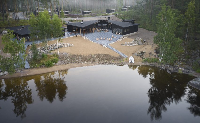 Aerial view of Pistohiekka Resort in Finland by Studio Puisto