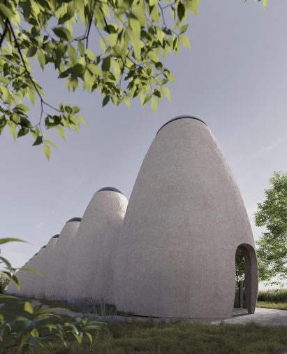 Entrance of conical rotunda forming Maria's Way museum