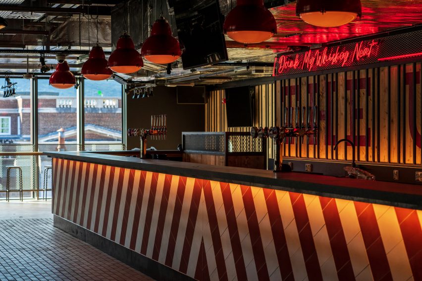 Interior of One Elmwood student hub at Queens University in Belfast by Hawkins\Brown and RPP Architects
