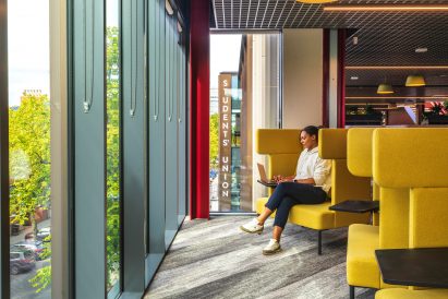 Interior of Queen's University Belfast building by Hawkins\Brown and RPP Architects