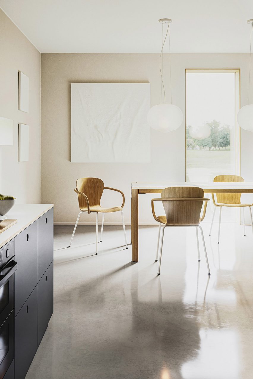 S 220 chairs by Industrial Facility for Thonet in a meeting room around a dining table