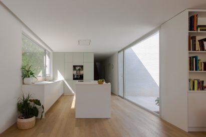 Interior image of a white kitchen area at the Spanish home