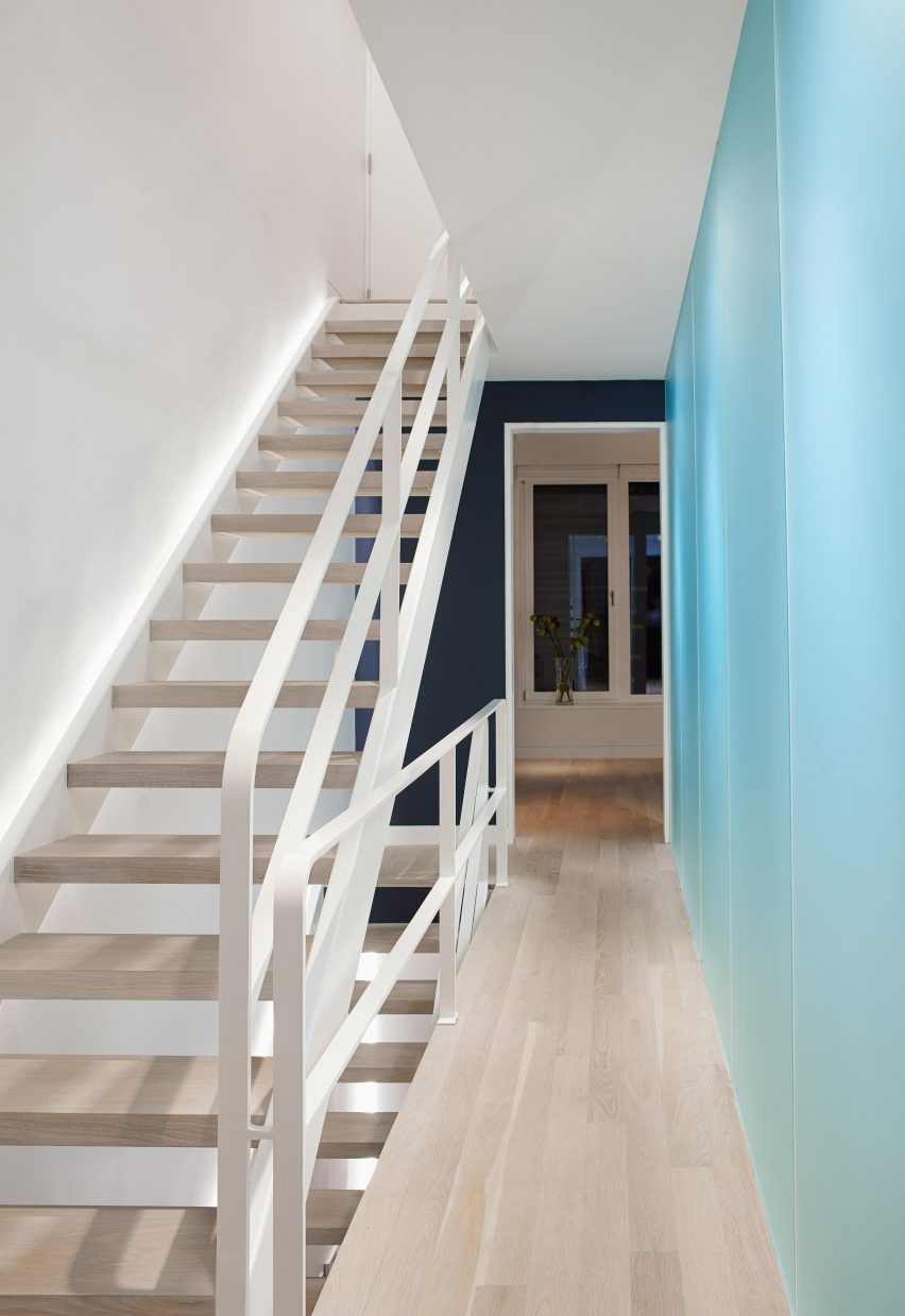 Brooklyn passive house white stairway