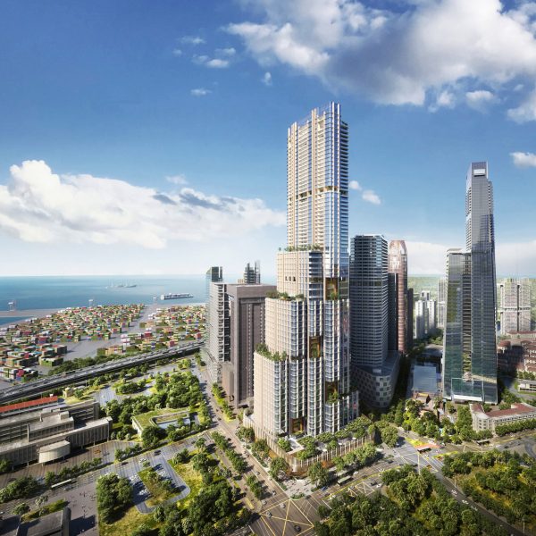SOM supertall singapore from a distance rendering