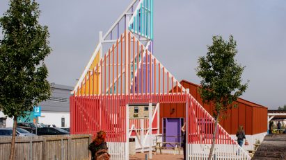 Colourful entrance at Walk-Up Avenue by New Practice