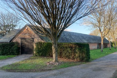 Exterior of converted barn in Dorset