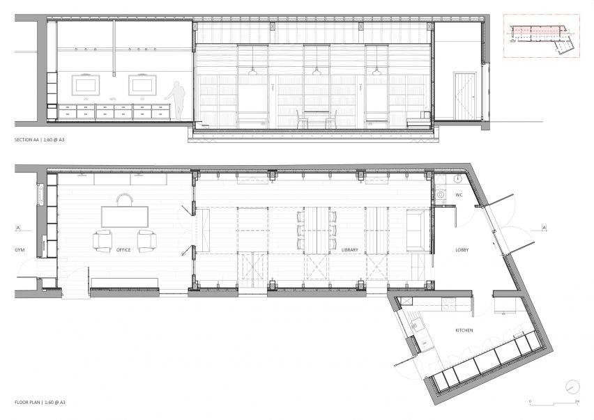 Floor plan of Stanbridge Mill Library by Crawshaw Architects
