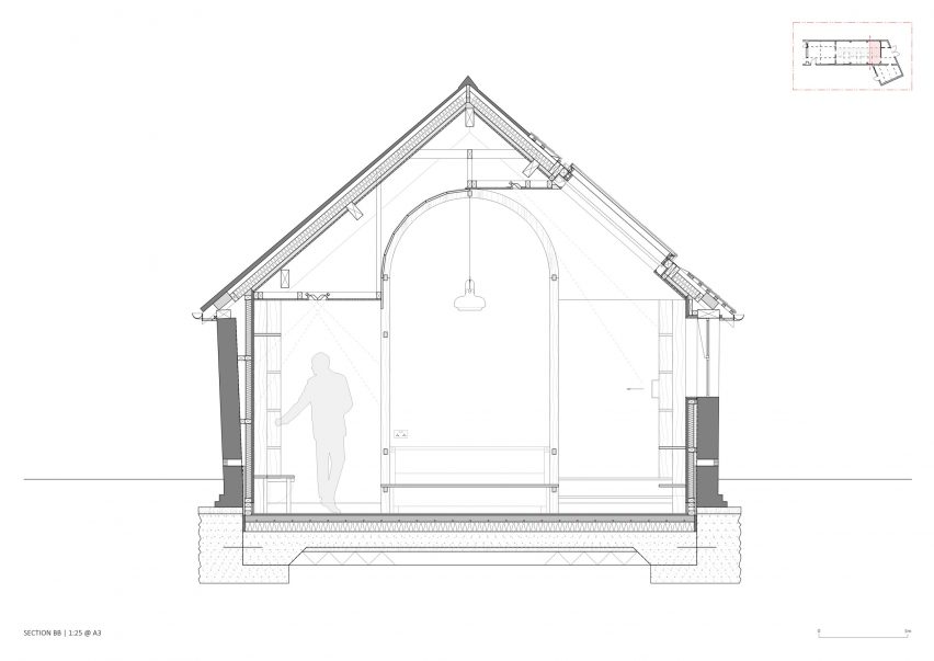 Section of Stanbridge Mill Library by Crawshaw Architects