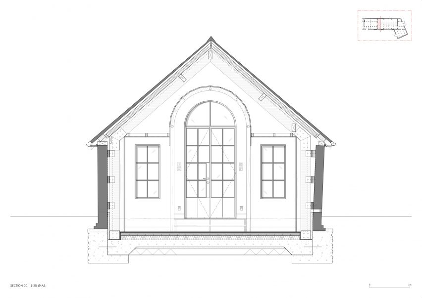 Section of Stanbridge Mill Library by Crawshaw Architects