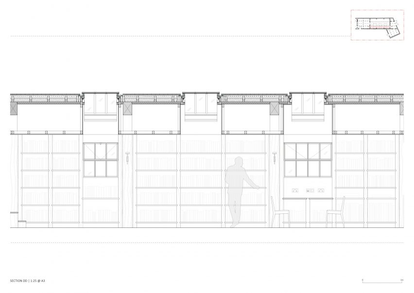 Section of Stanbridge Mill Library by Crawshaw Architects