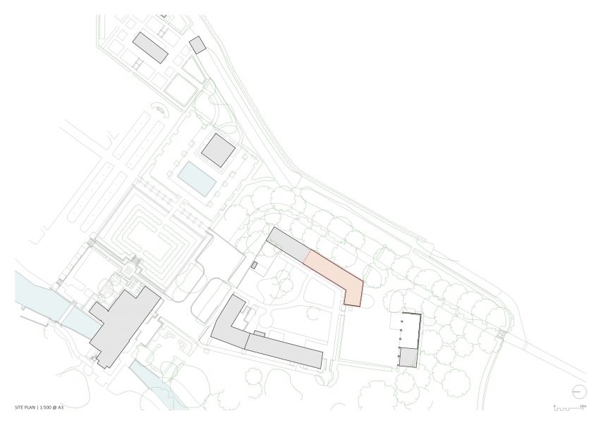 Site plan of Stanbridge Mill Library by Crawshaw Architects