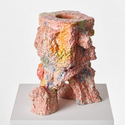 Superbloom 02 sculptural vase on a white pedestal
