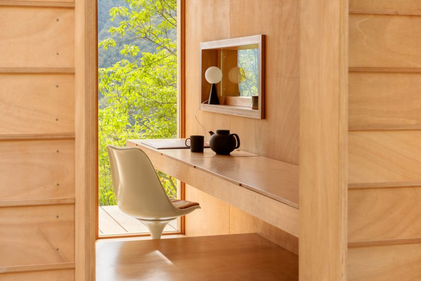 Interior of The Hermitage cabin by Llabb