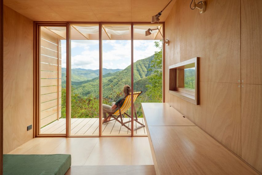 Interior of The Hermitage cabin by Llabb