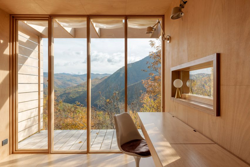Interior of The Hermitage cabin by Llabb