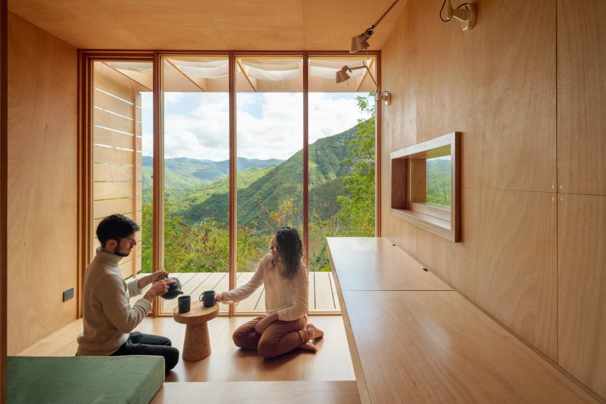 Interior of The Hermitage cabin by Llabb