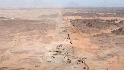 Drone footage of The Line in Saudi Arabia