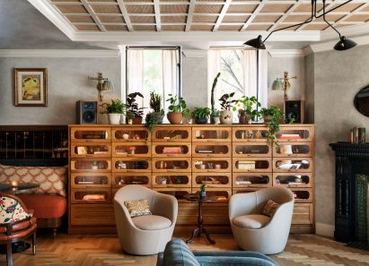 Wooden cabinet in the lobby