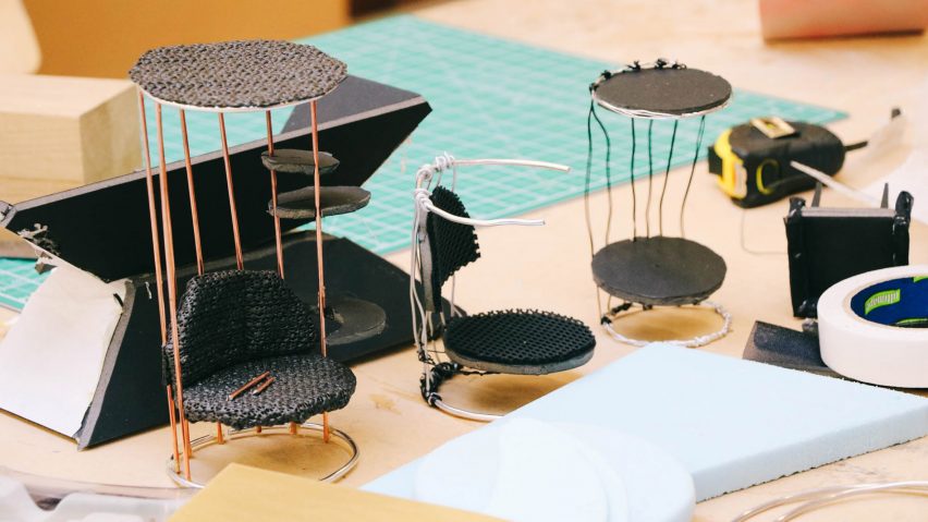Student design models at Furniture Design for Beginners Short Course at University of the Arts London
