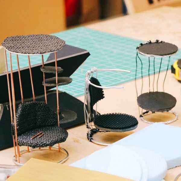 Student design models at Furniture Design for Beginners Short Course at University of the Arts London